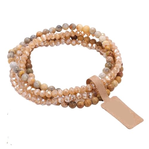 TYNXK 4-lagiges Armband aus elastischem Seil mit Steinglasperlen, 4 mm, mehrlagiges Set, Schmuckgeschenk(Color-01) von TYNXK