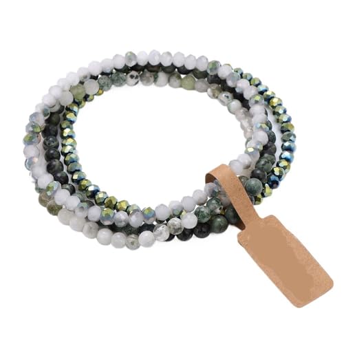 TYNXK 4-lagiges Armband aus elastischem Seil mit Steinglasperlen, 4 mm, mehrlagiges Set, Schmuckgeschenk(Color-10) von TYNXK