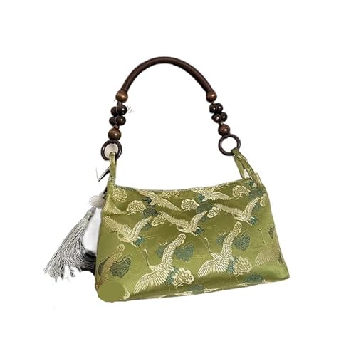 TYNXK Bestickte Unterarmtasche Quaste Handtaschen Temperament Pendler Einzelschultertaschen(Green) von TYNXK