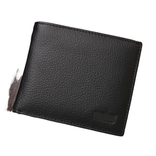 TYNXK Brieftasche Echte Leder Männer Brieftaschen echte Kauflätselbrieftaschen for Mann kurz Schwarze Walet Portemonnaie (Color : Black) von TYNXK