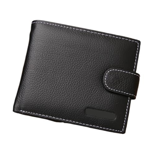 TYNXK Brieftasche Echte Leder Männer Brieftaschen echte Kauflätselbrieftaschen for Mann kurz Schwarze Walet Portemonnaie (Color : Black 1) von TYNXK
