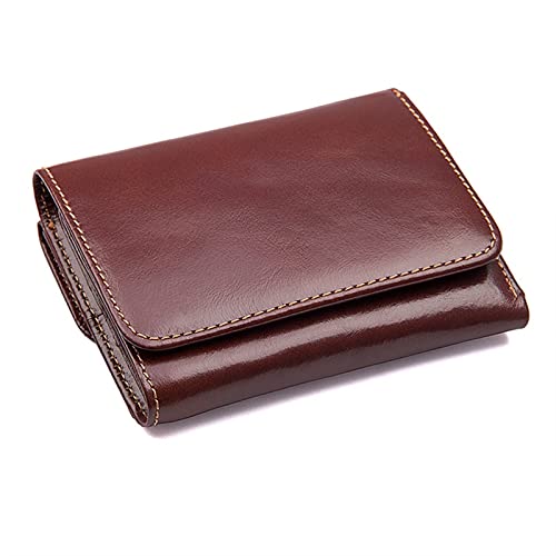 TYNXK Brieftasche Leder Männer Brieftasche Vintage Multifunktional männliche Geldbörse RFID Antimagnetische Lederbrieftasche Portemonnaie (Color : Brownish red Wallet) von TYNXK