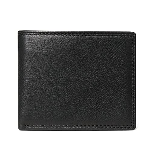 TYNXK Brieftasche Leder Männer Brieftaschen mit Münztasche Vintage Männliche Geldbörse echte Ledermännern Brieftasche mit Kartenhaltern Portemonnaie (Color : Black Plain Wallet) von TYNXK