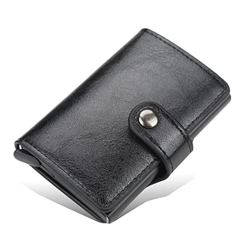 TYNXK Brieftasche Männer Smart Wallet Credit Bank Card Inhaber Mode Geldbörse Aluminiumlegierung Business Casual Mini Wallet Wallet Pu Geldbeutel Portemonnaie (Color : Black 02) von TYNXK