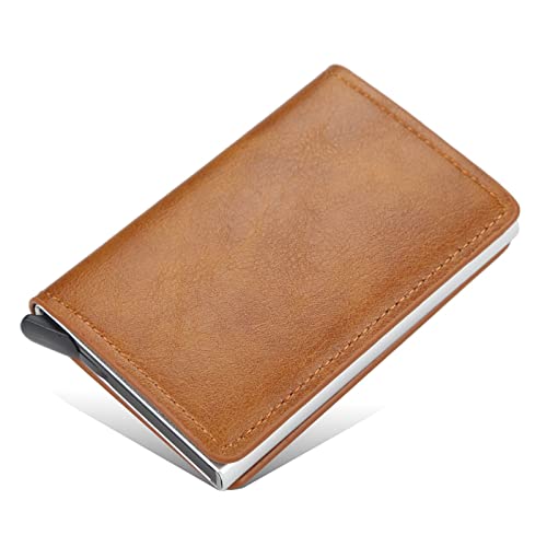 TYNXK Brieftasche Männer Smart Wallet Credit Bank Card Inhaber Mode Geldbörse Aluminiumlegierung Business Casual Mini Wallet Wallet Pu Geldbeutel Portemonnaie (Color : Brown 03) von TYNXK