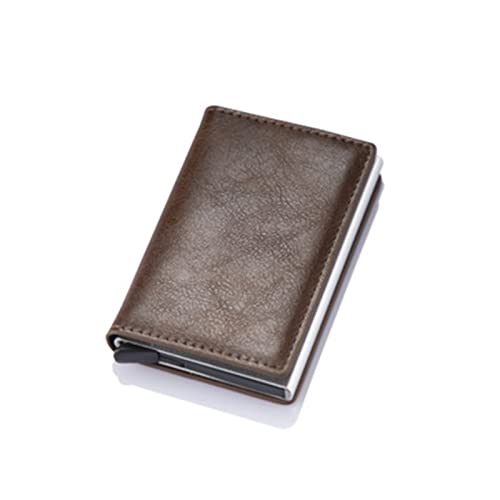 TYNXK Brieftasche Männer Smart Wallet Credit Bank Card Inhaber Mode Geldbörse Aluminiumlegierung Business Casual Mini Wallet Wallet Pu Geldbeutel Portemonnaie (Color : Coffee) von TYNXK