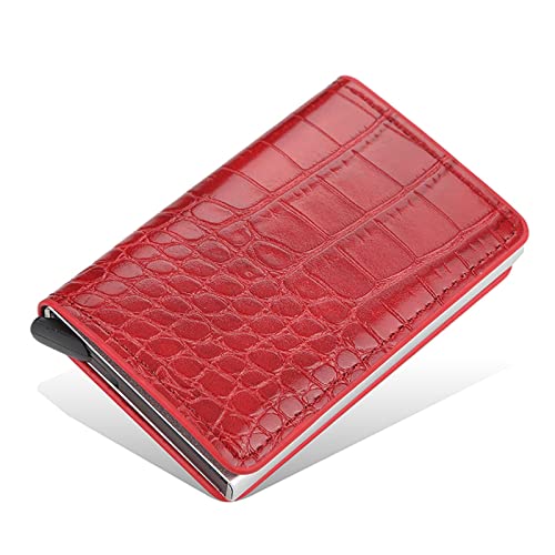 TYNXK Brieftasche Männer Smart Wallet Credit Bank Card Inhaber Mode Geldbörse Aluminiumlegierung Business Casual Mini Wallet Wallet Pu Geldbeutel Portemonnaie (Color : Red 05) von TYNXK