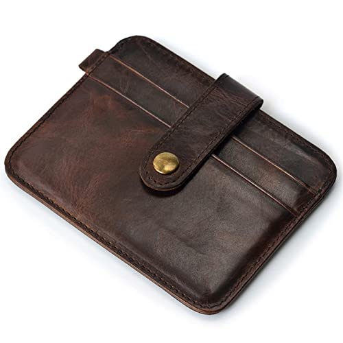 TYNXK Brieftasche Männer echtes Leder schlanker Geldbeutel Mann klein Geldbörse Mini Geldbeutel Walet Thin Man Wallet Card Halter Portemonnaie (Color : Brown) von TYNXK