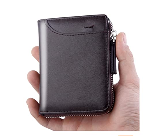 TYNXK Brieftasche Vintage Men Leder Brieftasche Luxus kurzer schlanker männlicher Geldbörsen Geldclip Kreditkartenhalter Portemonnaie (Color : Coffee 01) von TYNXK
