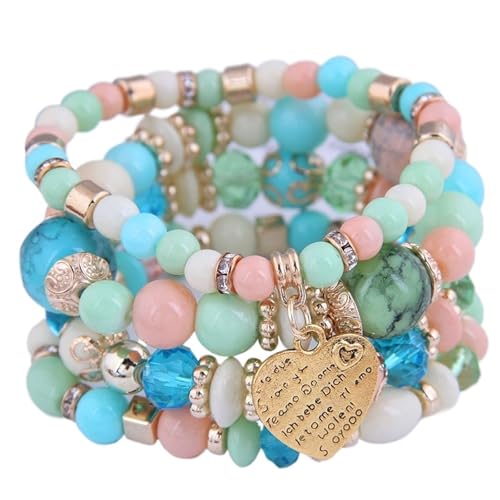 TYNXK Ethnische Multicolor Kristall Perlen Strang Armbänder Frauen Männer Herz Baum Des Lebens Bettelarmband Pulseira Feminina(Color-01) von TYNXK