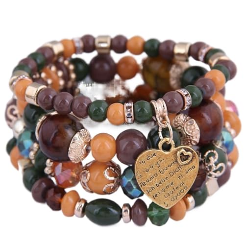 TYNXK Ethnische Multicolor Kristall Perlen Strang Armbänder Frauen Männer Herz Baum Des Lebens Bettelarmband Pulseira Feminina(Color-05) von TYNXK