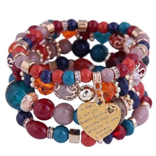 TYNXK Ethnische Multicolor Kristall Perlen Strang Armbänder Frauen Männer Herz Baum Des Lebens Bettelarmband Pulseira Feminina(Color-06) von TYNXK