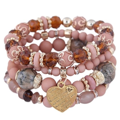 TYNXK Ethnische Multicolor Kristall Perlen Strang Armbänder Frauen Männer Herz Baum Des Lebens Bettelarmband Pulseira Feminina(Color-10) von TYNXK