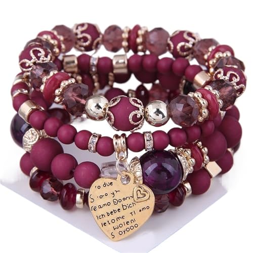 TYNXK Ethnische Multicolor Kristall Perlen Strang Armbänder Frauen Männer Herz Baum Des Lebens Bettelarmband Pulseira Feminina(Color-11) von TYNXK