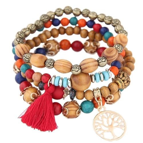 TYNXK Ethnische Multicolor Kristall Perlen Strang Armbänder Frauen Männer Herz Baum Des Lebens Bettelarmband Pulseira Feminina(Color-16) von TYNXK