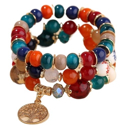 TYNXK Ethnische Multicolor Kristall Perlen Strang Armbänder Frauen Männer Herz Baum Des Lebens Bettelarmband Pulseira Feminina(Color-20) von TYNXK
