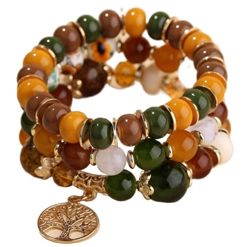 TYNXK Ethnische Multicolor Kristall Perlen Strang Armbänder Frauen Männer Herz Baum Des Lebens Bettelarmband Pulseira Feminina(Color-21) von TYNXK