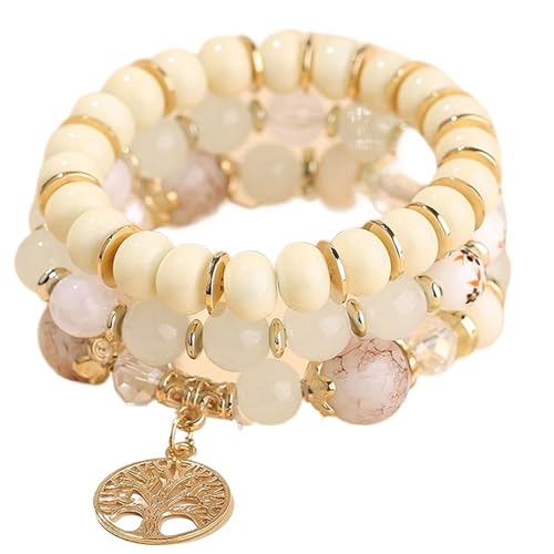 TYNXK Ethnische Multicolor Kristall Perlen Strang Armbänder Frauen Männer Herz Baum Des Lebens Bettelarmband Pulseira Feminina(Color-23) von TYNXK