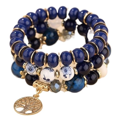 TYNXK Ethnische Multicolor Kristall Perlen Strang Armbänder Frauen Männer Herz Baum Des Lebens Bettelarmband Pulseira Feminina(Color-24) von TYNXK
