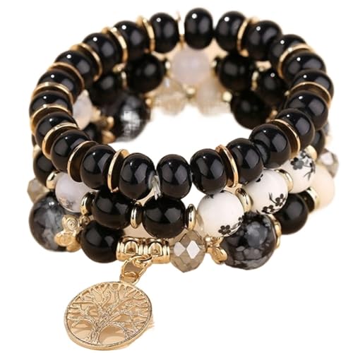 TYNXK Ethnische Multicolor Kristall Perlen Strang Armbänder Frauen Männer Herz Baum Des Lebens Bettelarmband Pulseira Feminina(Color-25) von TYNXK