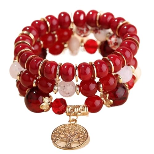 TYNXK Ethnische Multicolor Kristall Perlen Strang Armbänder Frauen Männer Herz Baum Des Lebens Bettelarmband Pulseira Feminina(Color-26) von TYNXK
