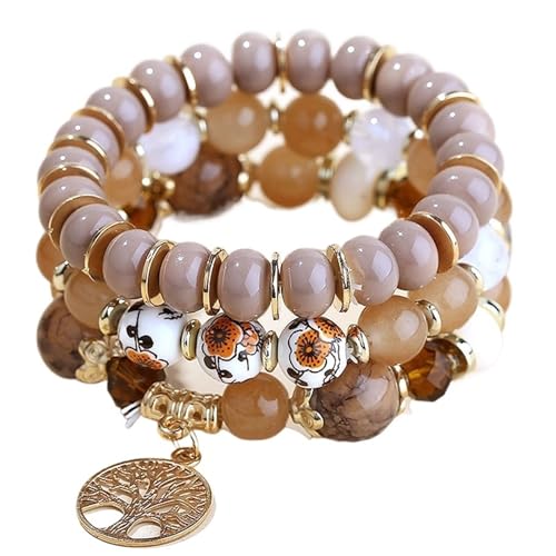TYNXK Ethnische Multicolor Kristall Perlen Strang Armbänder Frauen Männer Herz Baum Des Lebens Bettelarmband Pulseira Feminina(Color-27) von TYNXK
