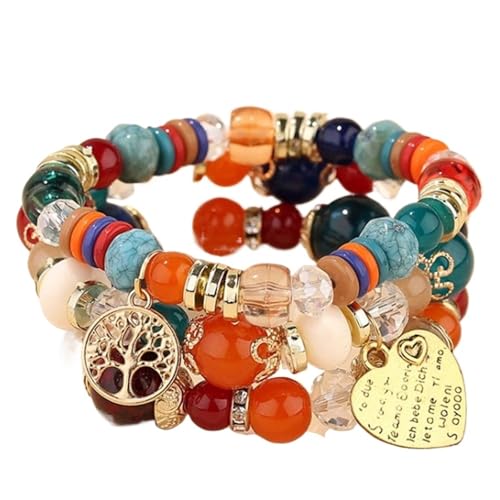 TYNXK Ethnische Multicolor Kristall Perlen Strang Armbänder Frauen Männer Herz Baum Des Lebens Bettelarmband Pulseira Feminina(Color-28) von TYNXK