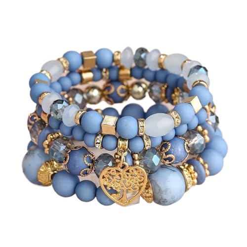 TYNXK Ethnische Multicolor Kristall Perlen Strang Armbänder Frauen Männer Herz Baum Des Lebens Bettelarmband Pulseira Feminina(Color-29) von TYNXK