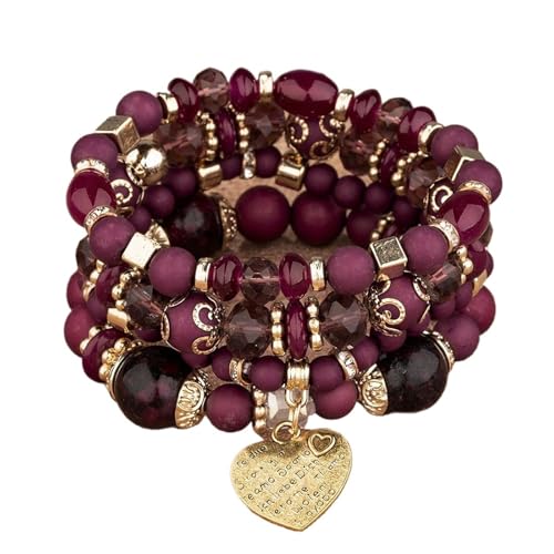 TYNXK Ethnische Multicolor Kristall Perlen Strang Armbänder Frauen Männer Herz Baum Des Lebens Bettelarmband Pulseira Feminina(Color-30) von TYNXK