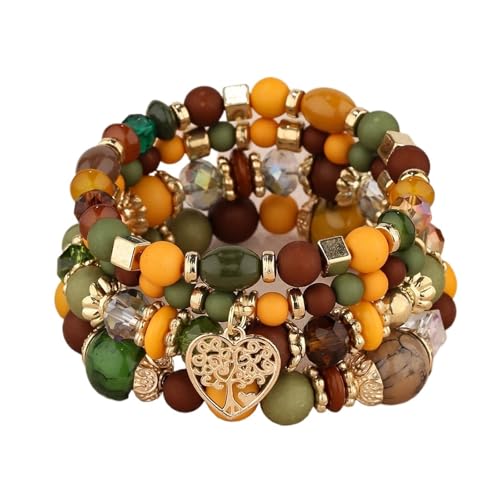 TYNXK Ethnische Multicolor Kristall Perlen Strang Armbänder Frauen Männer Herz Baum Des Lebens Bettelarmband Pulseira Feminina(Color-31) von TYNXK