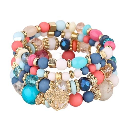 TYNXK Ethnische Multicolor Kristall Perlen Strang Armbänder Frauen Männer Herz Baum Des Lebens Bettelarmband Pulseira Feminina(Color-32) von TYNXK