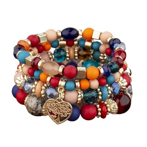 TYNXK Ethnische Multicolor Kristall Perlen Strang Armbänder Frauen Männer Herz Baum Des Lebens Bettelarmband Pulseira Feminina(Color-34) von TYNXK