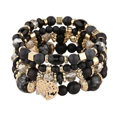 TYNXK Ethnische Multicolor Kristall Perlen Strang Armbänder Frauen Männer Herz Baum Des Lebens Bettelarmband Pulseira Feminina(Color-36) von TYNXK