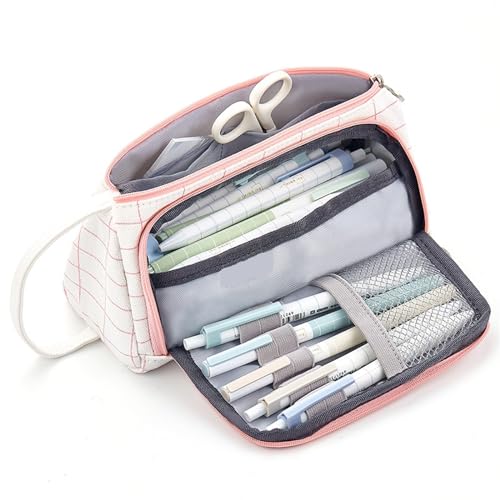 TYNXK FedermäPpchen 20 Farben Große Kapazität Federmäppchen Pencilcase Schule Stiftetui Liefert Bleistiftbeutel Schulbox Bleistifte Beutel Schreibwaren Pencil Case (Color : Pink Square) von TYNXK