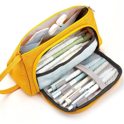 TYNXK FedermäPpchen 20 Farben Große Kapazität Federmäppchen Pencilcase Schule Stiftetui Liefert Bleistiftbeutel Schulbox Bleistifte Beutel Schreibwaren Pencil Case (Color : Yellow) von TYNXK