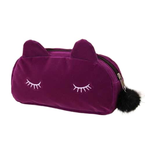 TYNXK FedermäPpchen Süße Katzenstift -Hülle Schullieferungen Leinwand Bleistiftbox for Mädchen Bleistiftbeutel Bleistiftpapier Schreibwarengeschenk Pencil Case (Color : Purple) von TYNXK