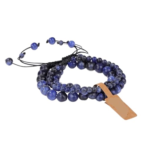 TYNXK Mode Stein Perlen Armbänder Einstellbare Sodalite Mit Wunsch Tag Geflochtene Frauen Männer Schmuck(Color-02) von TYNXK
