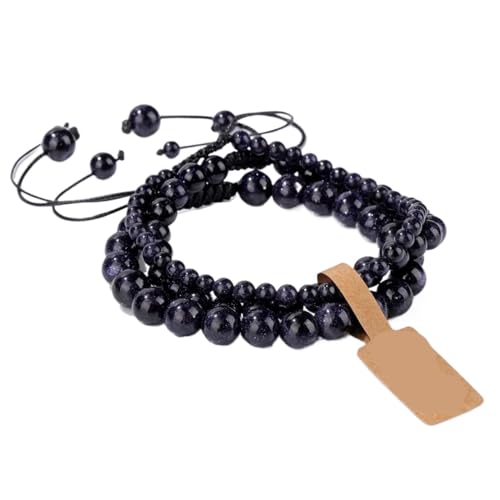 TYNXK Mode Stein Perlen Armbänder Einstellbare Sodalite Mit Wunsch Tag Geflochtene Frauen Männer Schmuck(Color-37) von TYNXK
