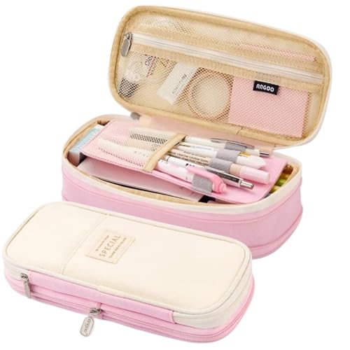 TYNXK Stifte Box Federmäppchen for Mädchen, große Kapazität, Stiftbox, Organizer, Schulbedarf, Bürozubehör, Schreibwarentasche Stifte MäPpchen (Color : Pink) von TYNXK