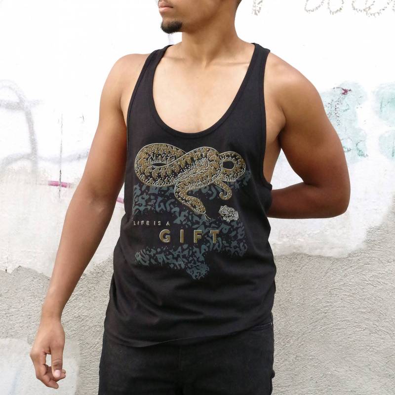 Fair Herren Unisex Tanktop S-L | Schwarz-Gold || Tierdruck Life Is A Gift von TYPEHART