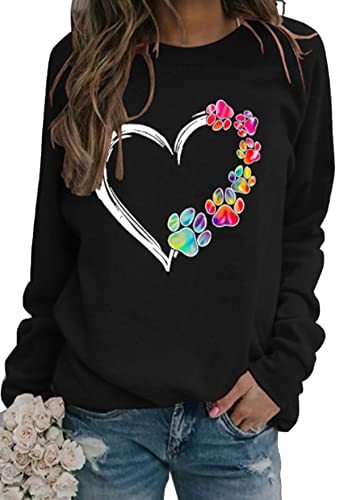 TYQQU Damen Pullover Langarm Rundhals Pullover Mit Herz Muster Chic Casual Sweatshirt Als Geschenk Für Sie Schwarz XL von TYQQU