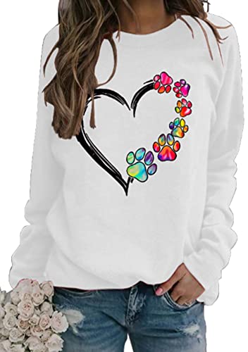 TYQQU Damen Pullover Rundhals Langarm Pullover Chic Bequemer Pullover Als Geschenk Für Freund Weiß M von TYQQU