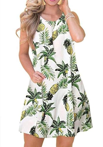 TYQQU Damen Sommer Swing Tankkleid Lässig Lockeres Tankkleid Welle Lässig Sommer Tankkleid Ananas XL von TYQQU