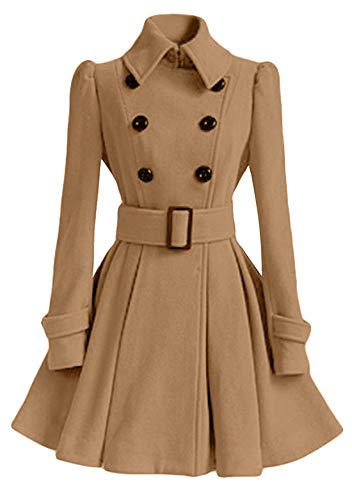 TYQQU Damen Tunika Schaukel Peacoat Winter High Roll Kragen Outwear Outdoor Trenchcoat Herbst Warme Casual Tops Khaki M von TYQQU