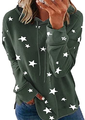 TYQQU Frauen Pullover Mit Rundhalsausschnitt Herbst Sweatshirt Langarm Lässig Locker Mit Kordelzug Stern Grün XL von TYQQU