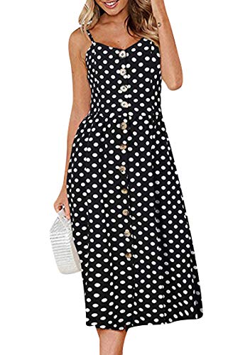 TYQQU Frauen Polka Dot Hoch Taille Kleid Plus Größe Kleid Vintage Flowy Kleid Schwarz Xs von TYQQU