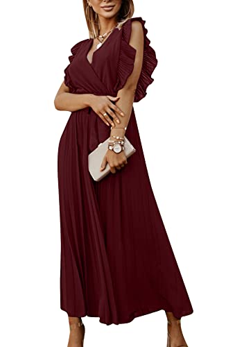 TYQQU Frauen Sommer Langes Strandkleid Sexy Romantisches Böhmisches Kleid Für Party Fluude Elegantes Kleid Rot XL von TYQQU