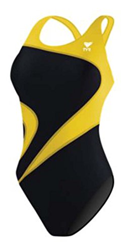 TYR Damen Alliance T-Splice Maxfit Badeanzug, schwarz/goldfarben, 60 von TYR