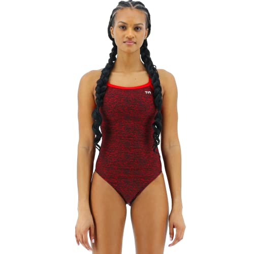 TYR Damen Durafast Elite Diamondfit Badeanzug, Rote Lappe, 30 von TYR