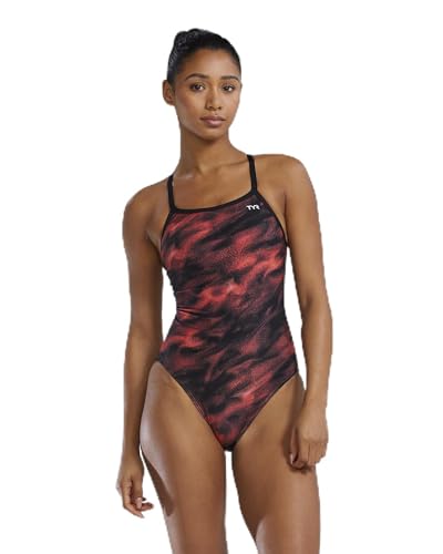TYR Damen Durafast Elite Diamondfit Swimsuit Badeanzug, Rot/Soren, 38 von TYR